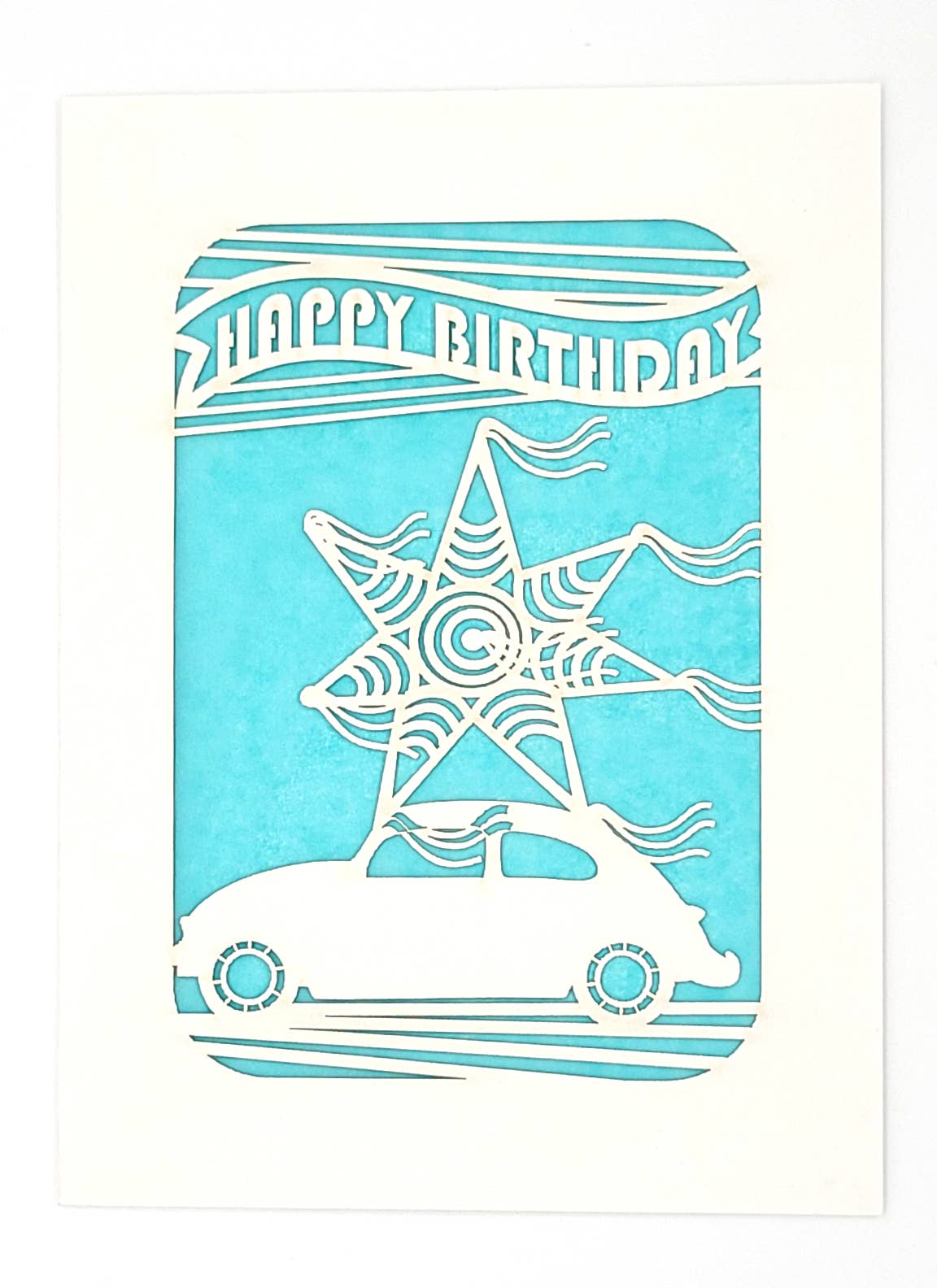 two hermanas - Happy Birthday - VW Bug with a giant Aqua, A2