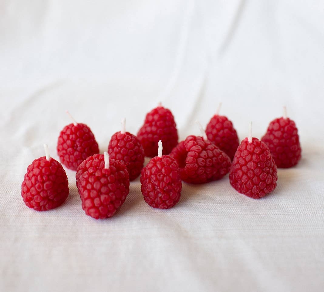 Happy Organics - Beeswax Raspberry Birthday Candles: 10