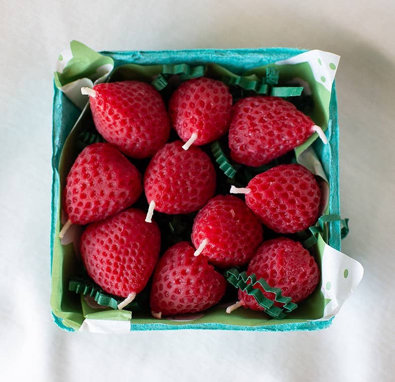 Happy Organics - Beeswax Strawberry Birthday Candles: 10