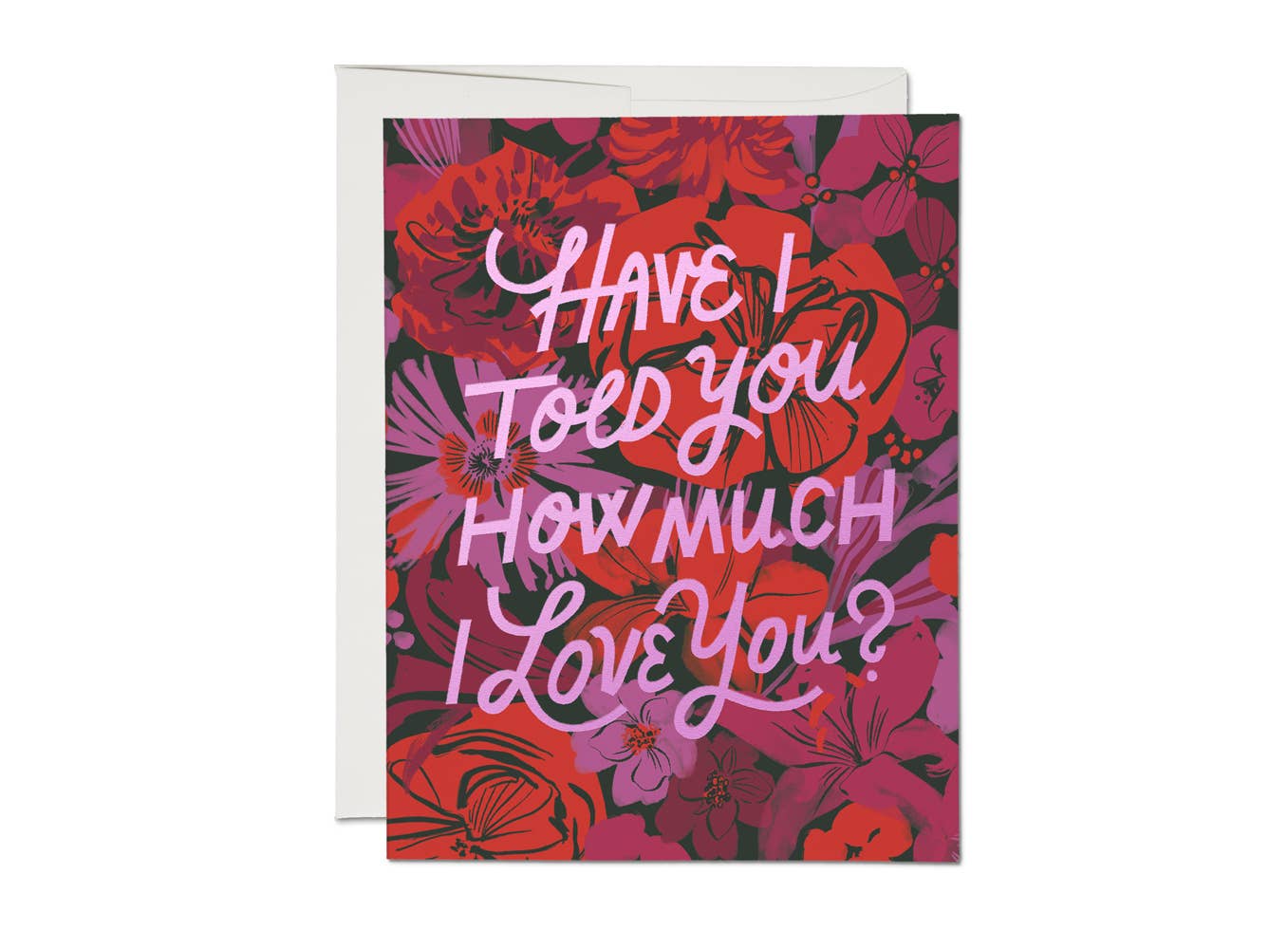 Red Cap Cards - I Love You Florals love greeting card