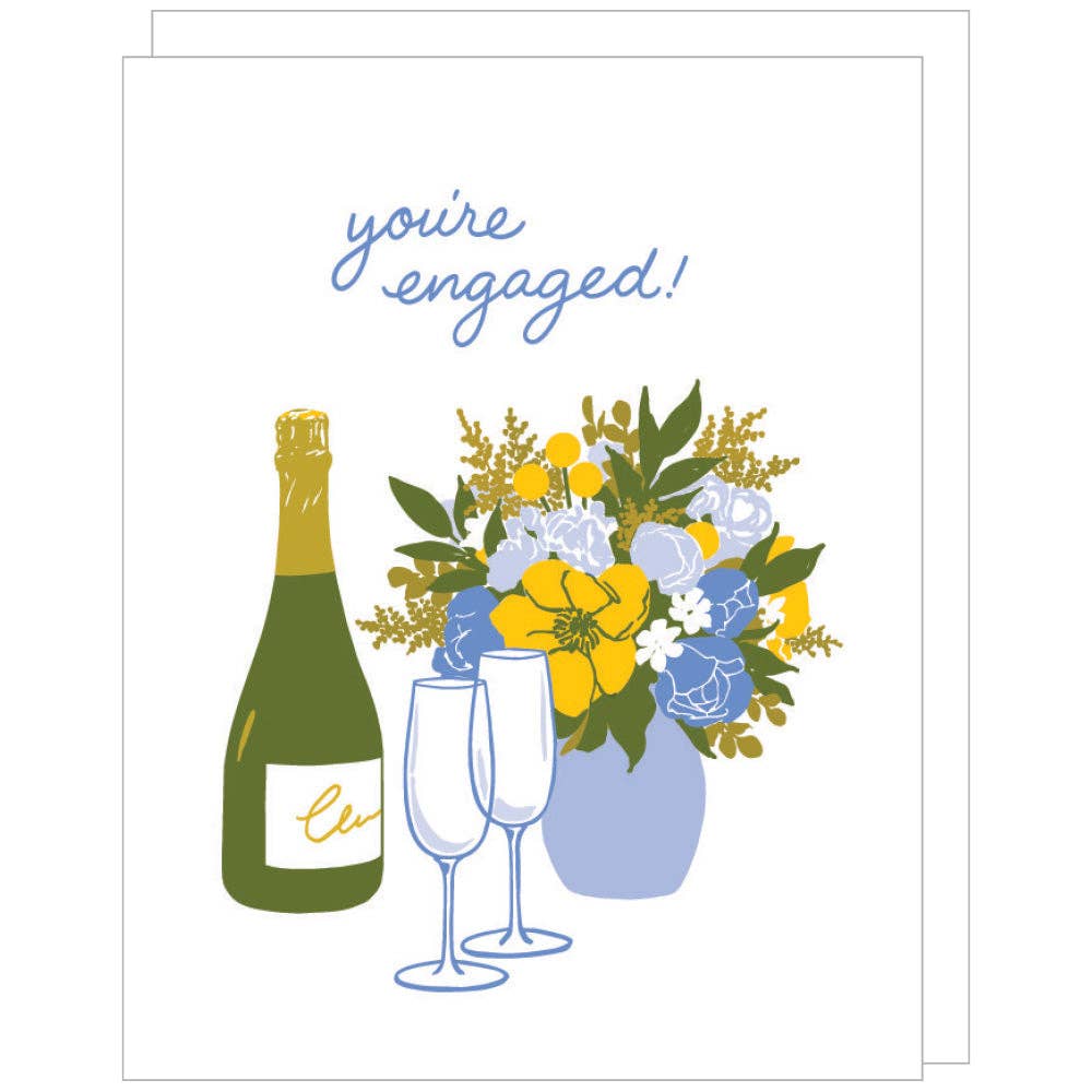 Smudge Ink - Champagne Toast Engagement Card