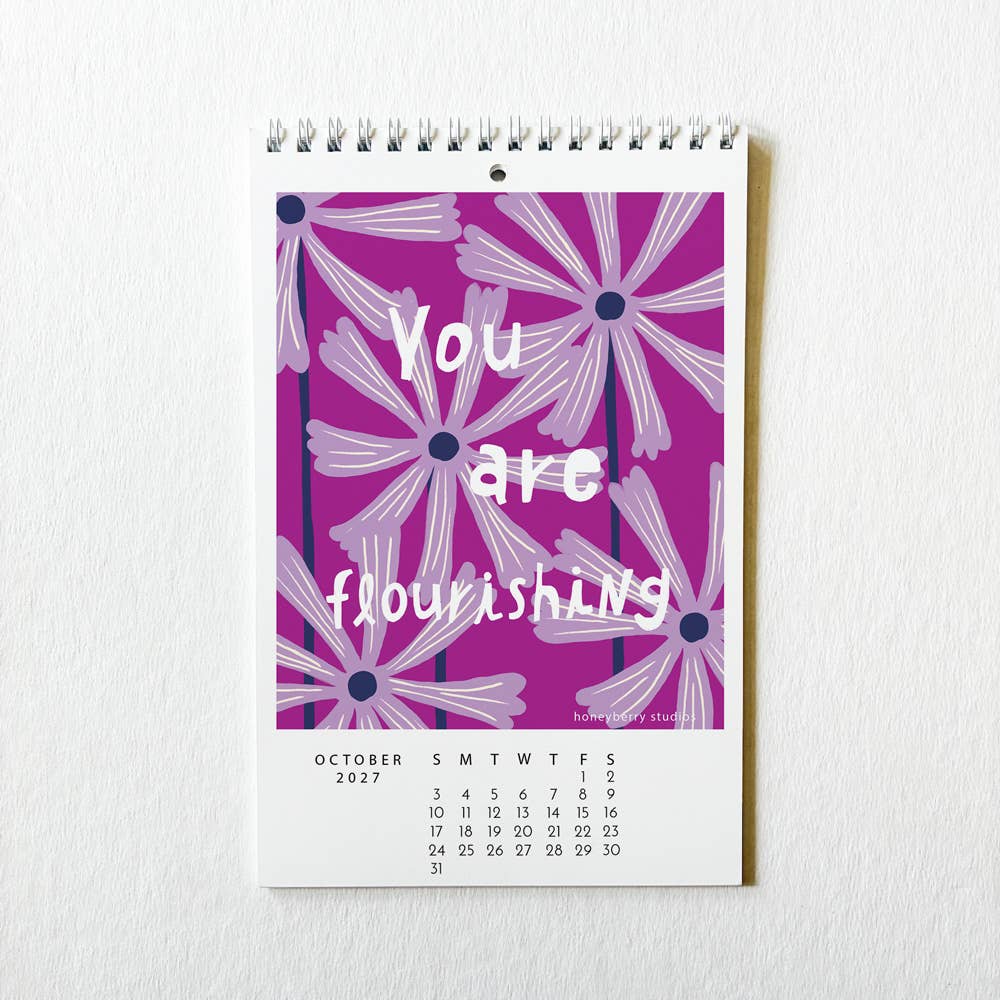 Honeyberry Studios - 2027 I Showed Up for Myself Today Monthly Wall Calendar