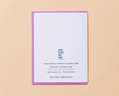 And Here We Are - Letterpress New Baby Card—Baby on Board (Skater, Cheeky)