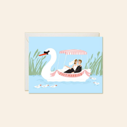 Karen Schipper - Swan Boat – Romantic Wedding Congratulations Card