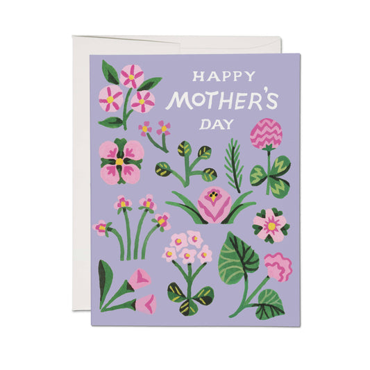 Red Cap Cards - Pink Blooms greeting card: Single