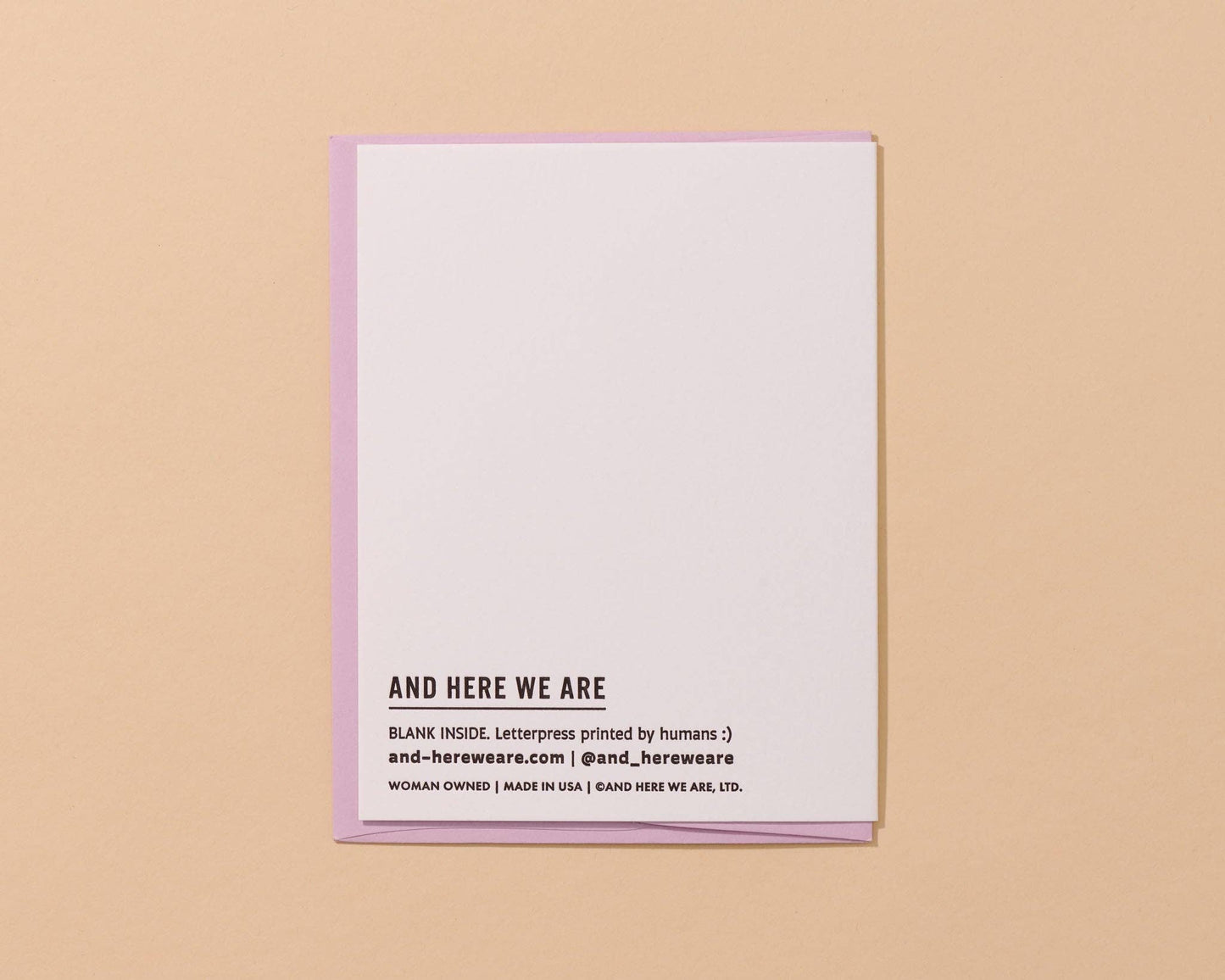 And Here We Are - So Very Sorry Letterpress Simple Sympathy Card- Made in USA