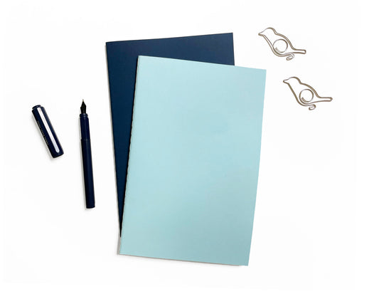 Studio Portmanteau - Blank A5 Medium Saddle Stitch Notebook -  Softcover Light blue