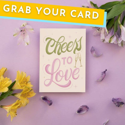 Hustle & Hope - Cheers to Love Gold Foil Wedding and Engagement Card