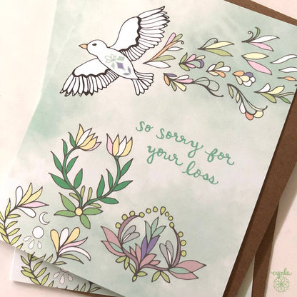 Cynla - Sympathy card - So sorry for your loss bird deepest sympathy