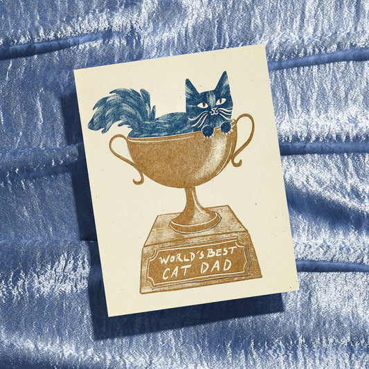 Bromstad Printing Co. - World's Best Cat Dad - Risograph Father's Day Card