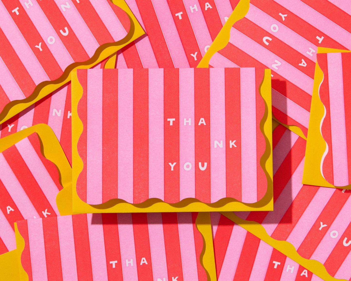 And Here We Are - Letterpress Thank You Notecard—Cabana Stripe RP