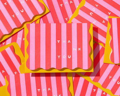 And Here We Are - Letterpress Thank You Notecard—Cabana Stripe RP