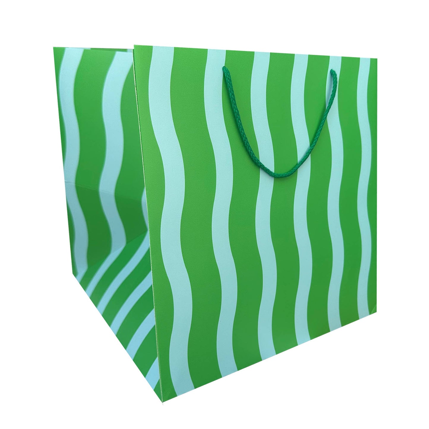 The Social Type - Green/Aqua Fussy Stripe Large Square Gift Bag