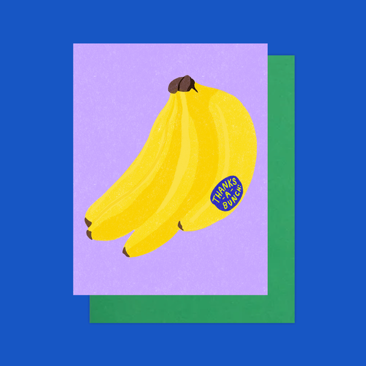Mel Andrel - Thanks A Bunch Banana Card - Thank You / Greeting Card: Plastic-free/card clasp