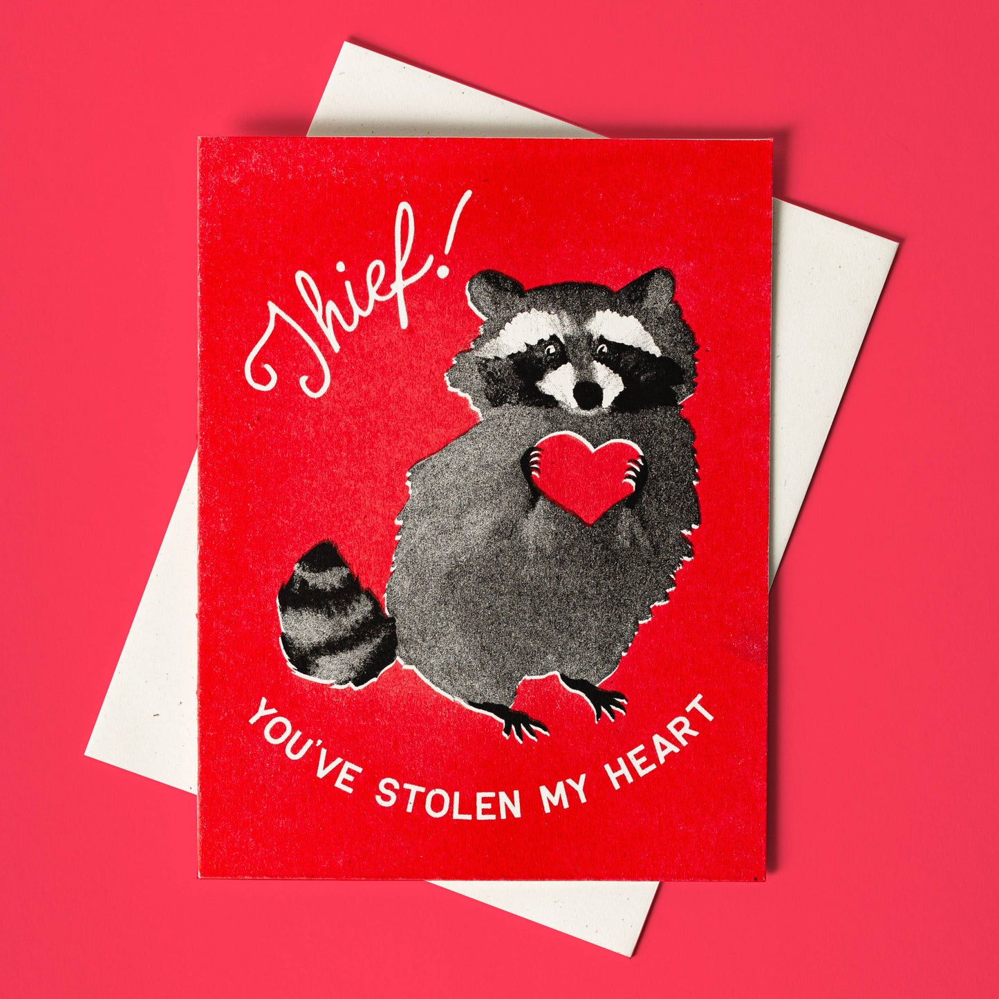 Bromstad Printing Co. - Thief! Raccoon- Risograph Card