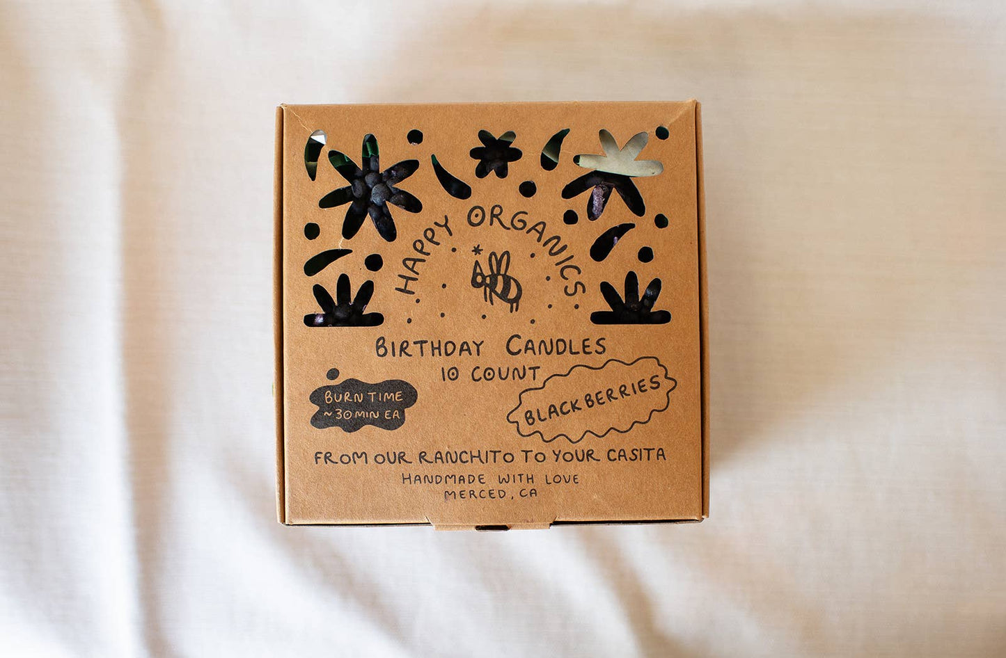 Happy Organics - Blackberry Beeswax Birthday Candles: 10