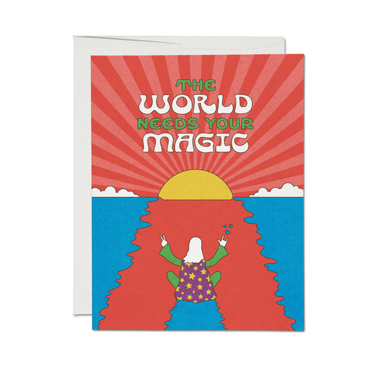 Red Cap Cards - The World Needs You greeting card: Single