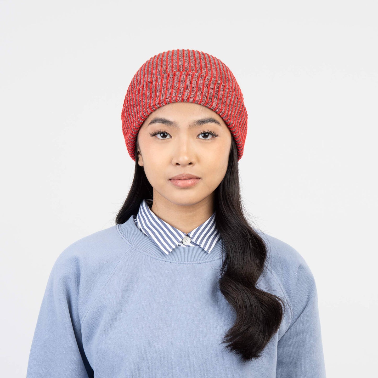 VERLOOP - Simple Rib Hat - Red Grey