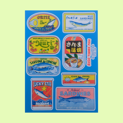 Christina Hu - Tinned Fish Riso Sticker Sheet | 5"x7"