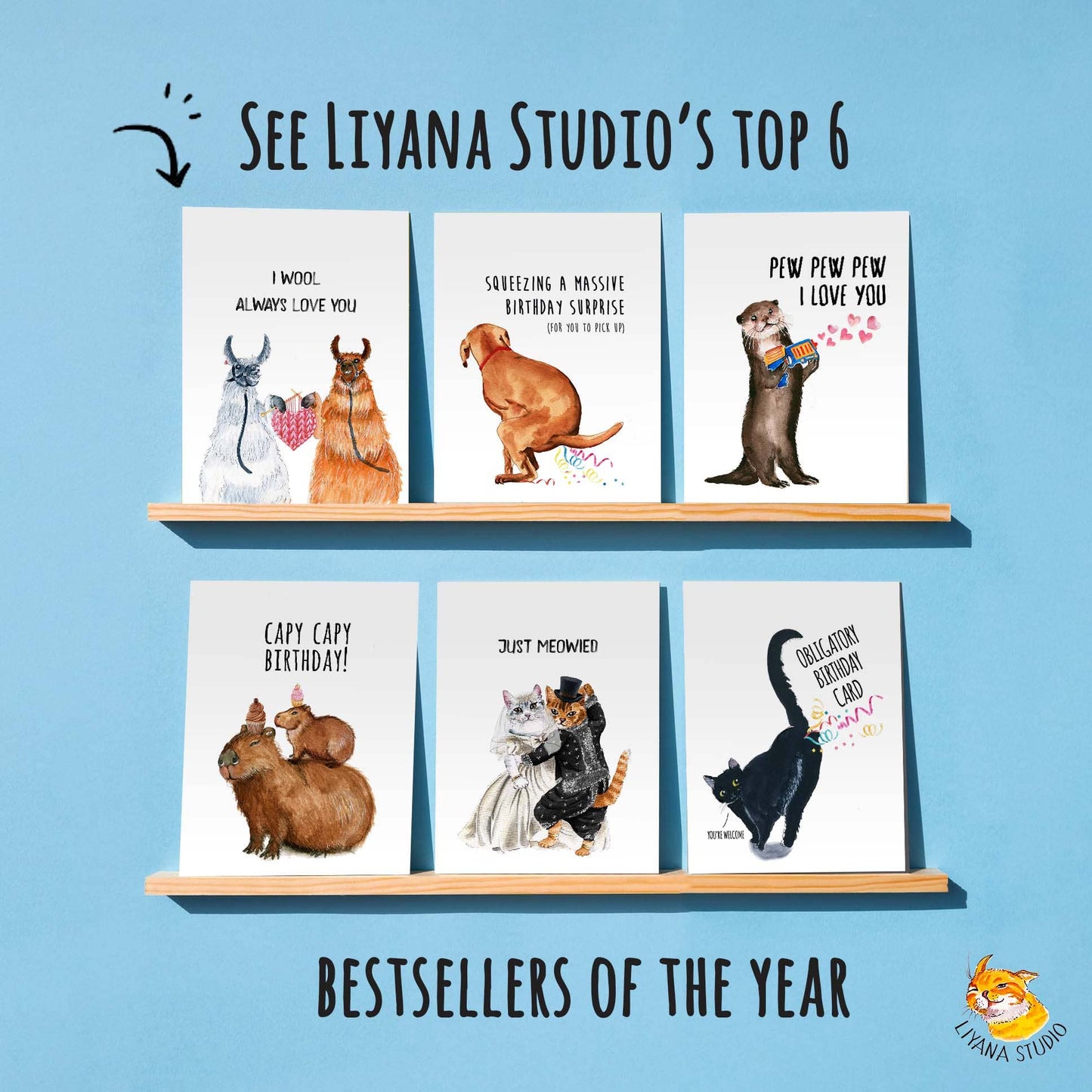 Liyana Studio - Cats Couple Adventure Funny Anniversary Card