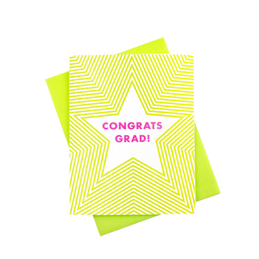 Next Chapter Studio - Radiating Superstar "Congrats Grad!" Risograph Greeting Card