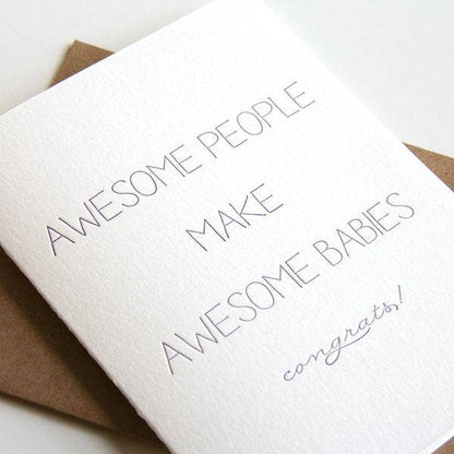 Steel Petal Press - Awesome Babies - Letterpress New Baby Parents Congrats Card