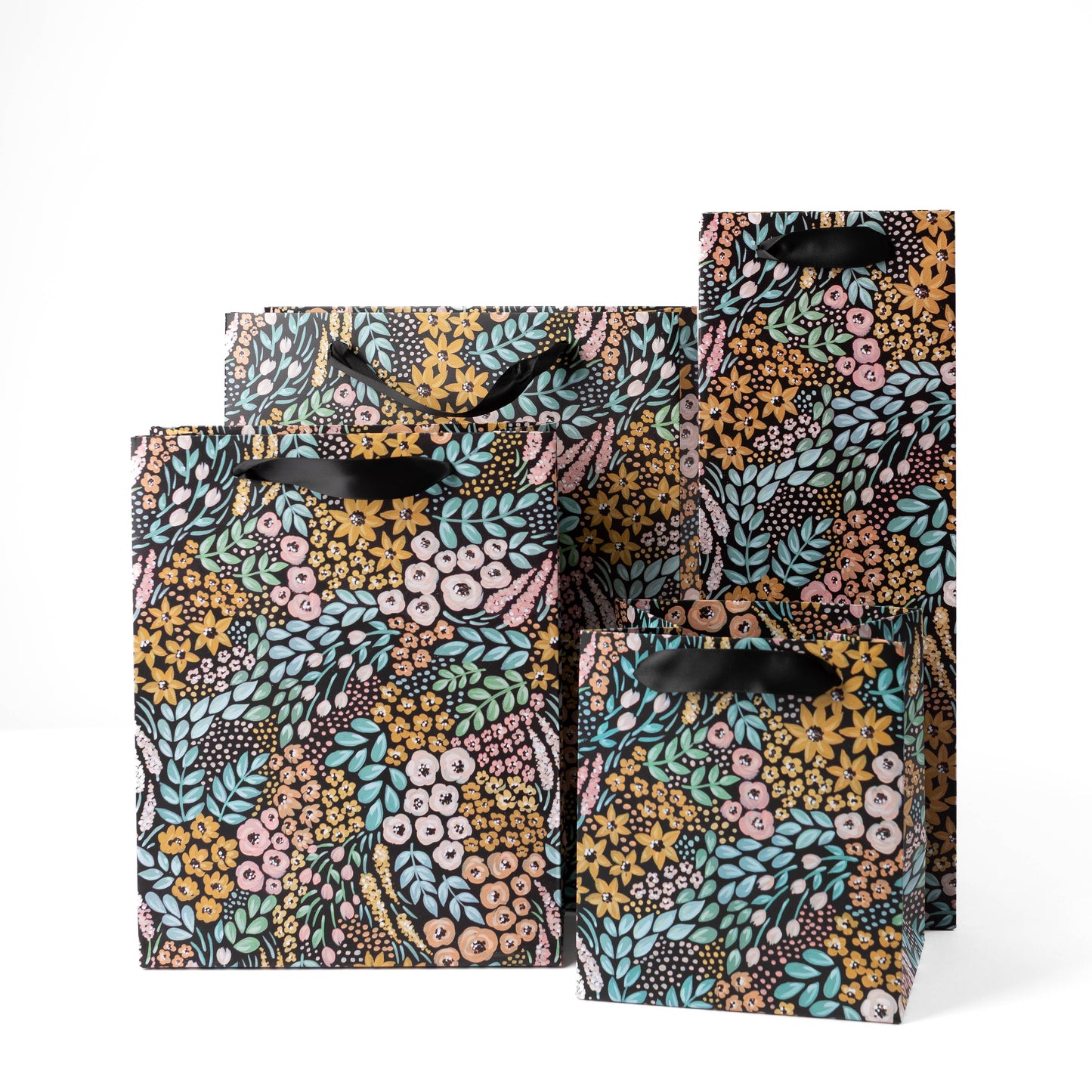 Elyse Breanne Design - Black Floral Gift Bag: Medium