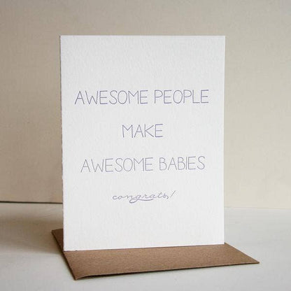 Steel Petal Press - Awesome Babies - Letterpress New Baby Parents Congrats Card