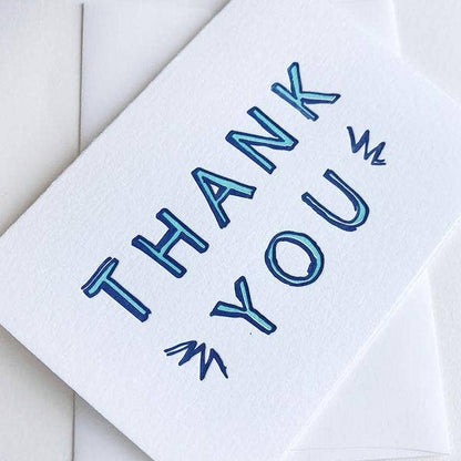 Steel Petal Press - Baby Blue Thanks - Letterpress Thank You Greeting Card