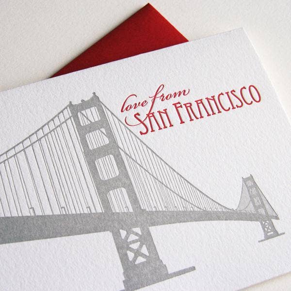 Steel Petal Press - Love from the San Francisco Bridge - Regional Greeting Card: Single card