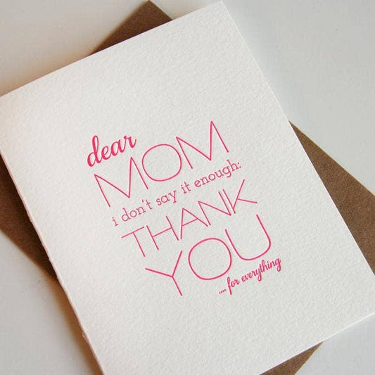 Steel Petal Press - Mom Thanks - Letterpress Mother's Day Greeting Card
