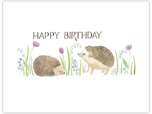 Yardia - Hedgehogs Birthday Card - Watercolor Greeting Card