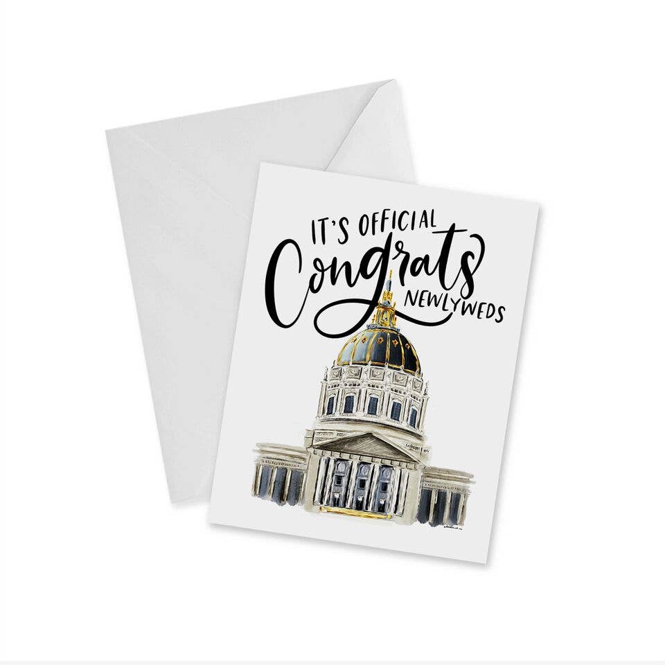 doodles.ink. - San Francisco City Hall - Congrats Newlyweds Notecard
