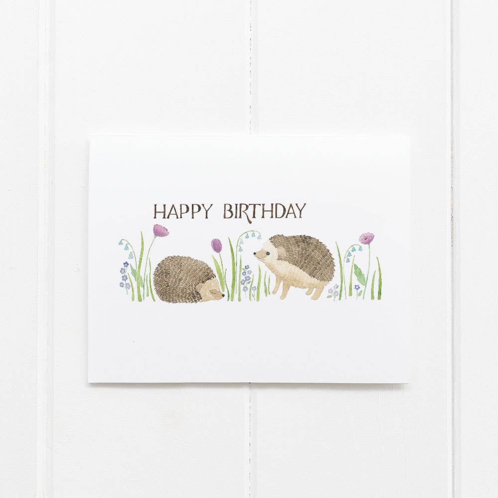 Yardia - Hedgehogs Birthday Card - Watercolor Greeting Card