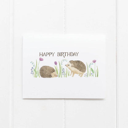 Yardia - Hedgehogs Birthday Card - Watercolor Greeting Card