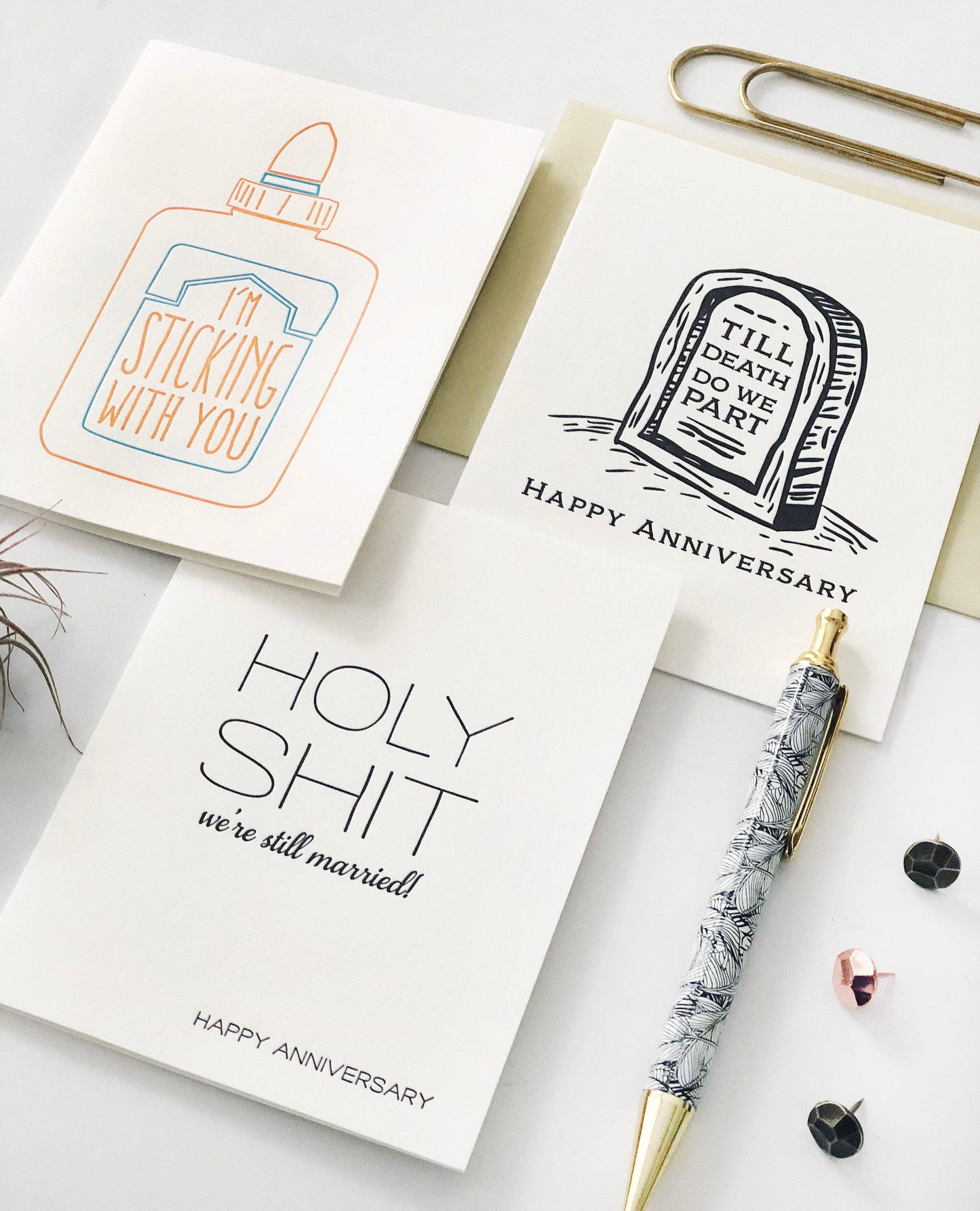 Steel Petal Press - Holy Shit Anniversary - Letterpress Anniversary Card