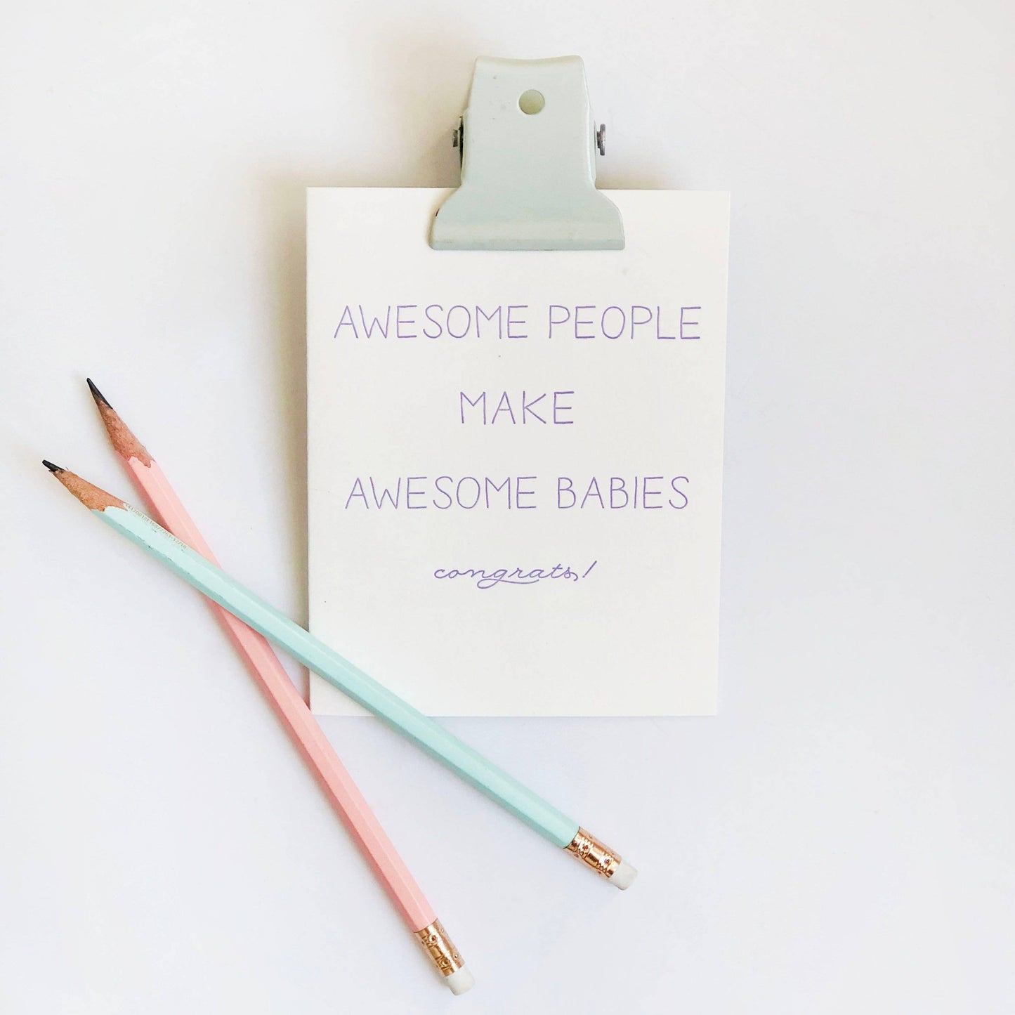 Steel Petal Press - Awesome Babies - Letterpress New Baby Parents Congrats Card