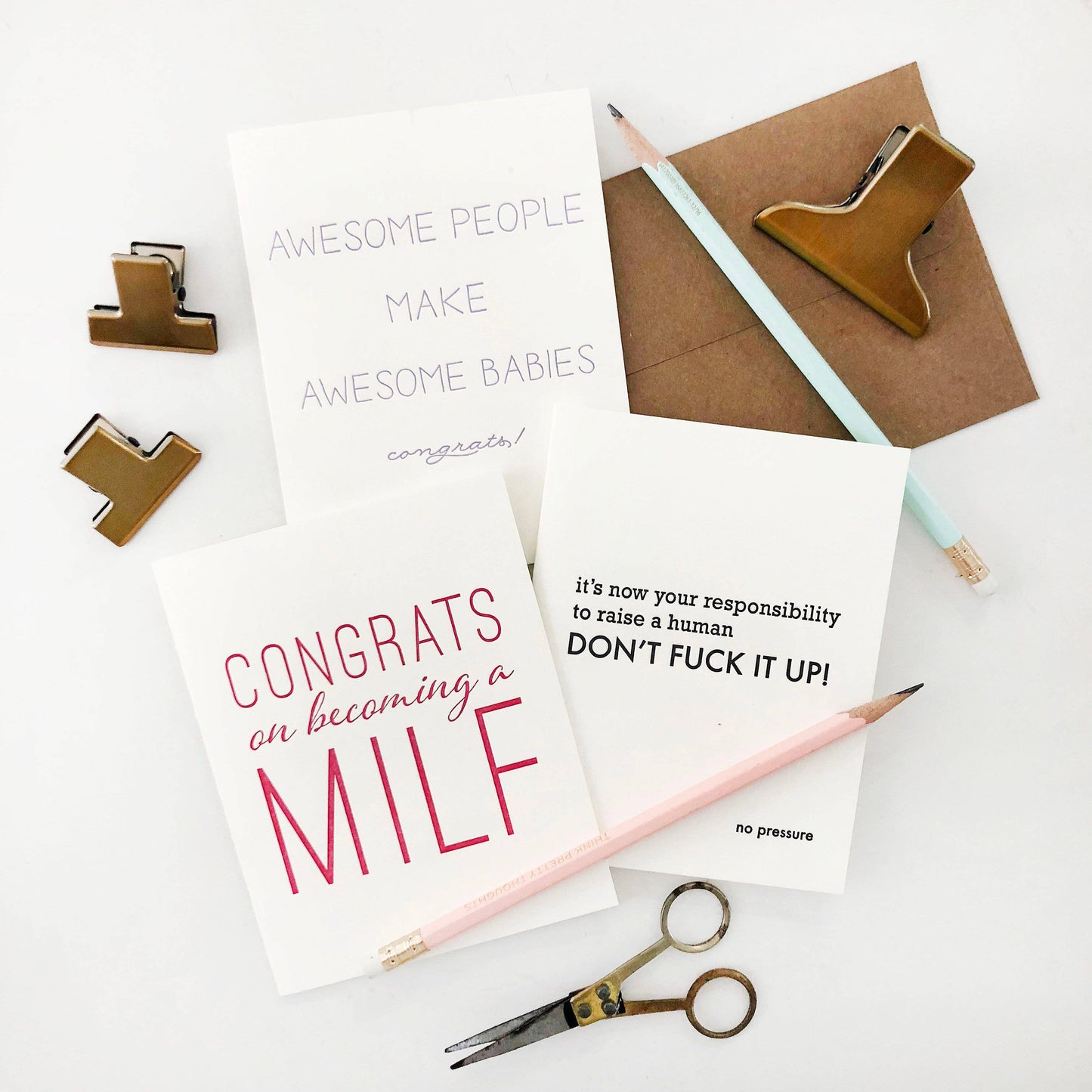 Steel Petal Press - Awesome Babies - Letterpress New Baby Parents Congrats Card
