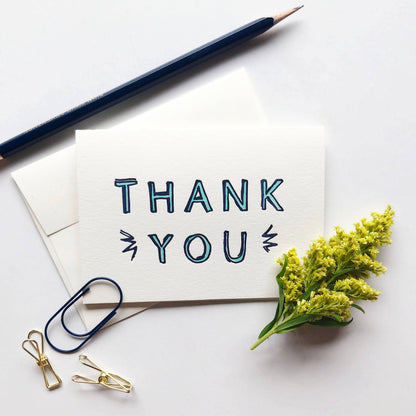 Steel Petal Press - Baby Blue Thanks - Letterpress Thank You Greeting Card