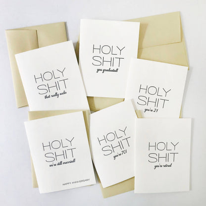 Steel Petal Press - Holy Shit Anniversary - Letterpress Anniversary Card