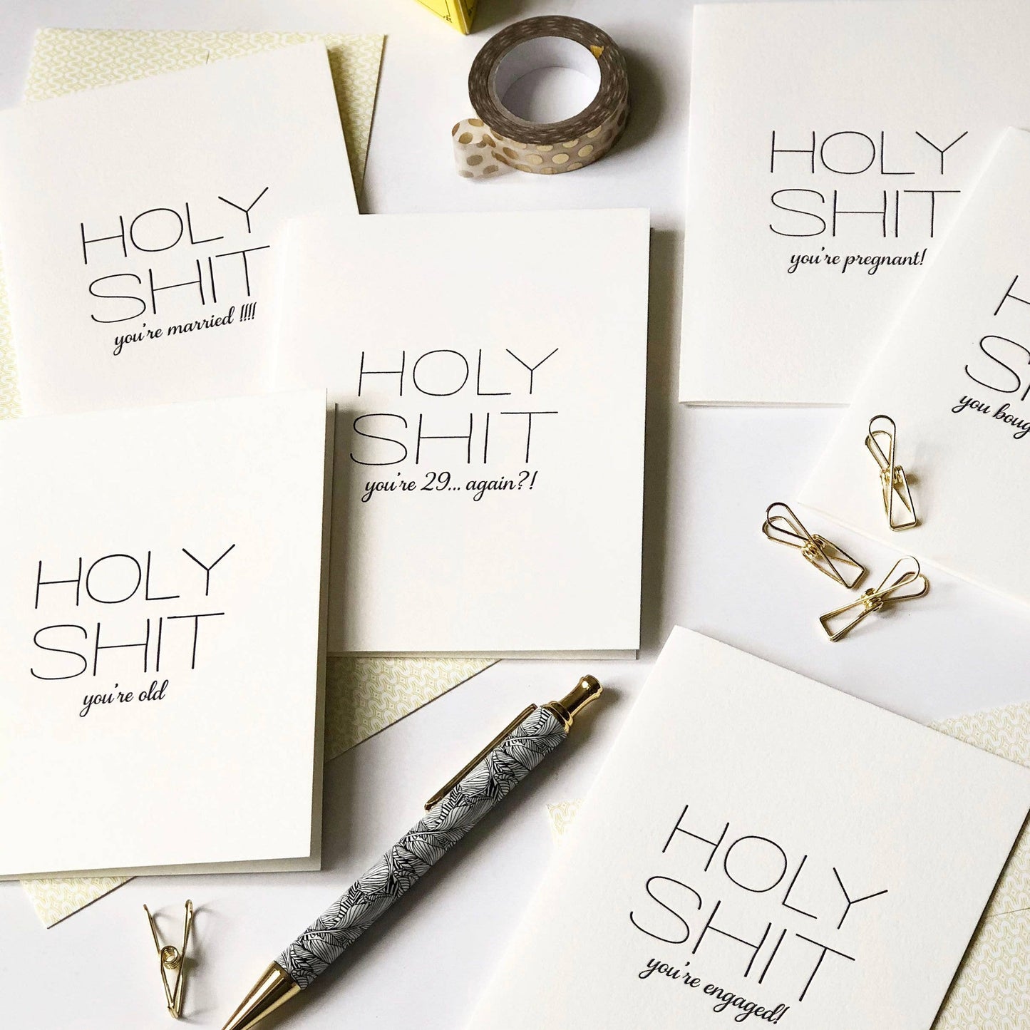 Steel Petal Press - Holy Shit Baby - Letterpress Baby Congratulations Card