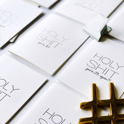 Steel Petal Press - Holy Shit Baby - Letterpress Baby Congratulations Card