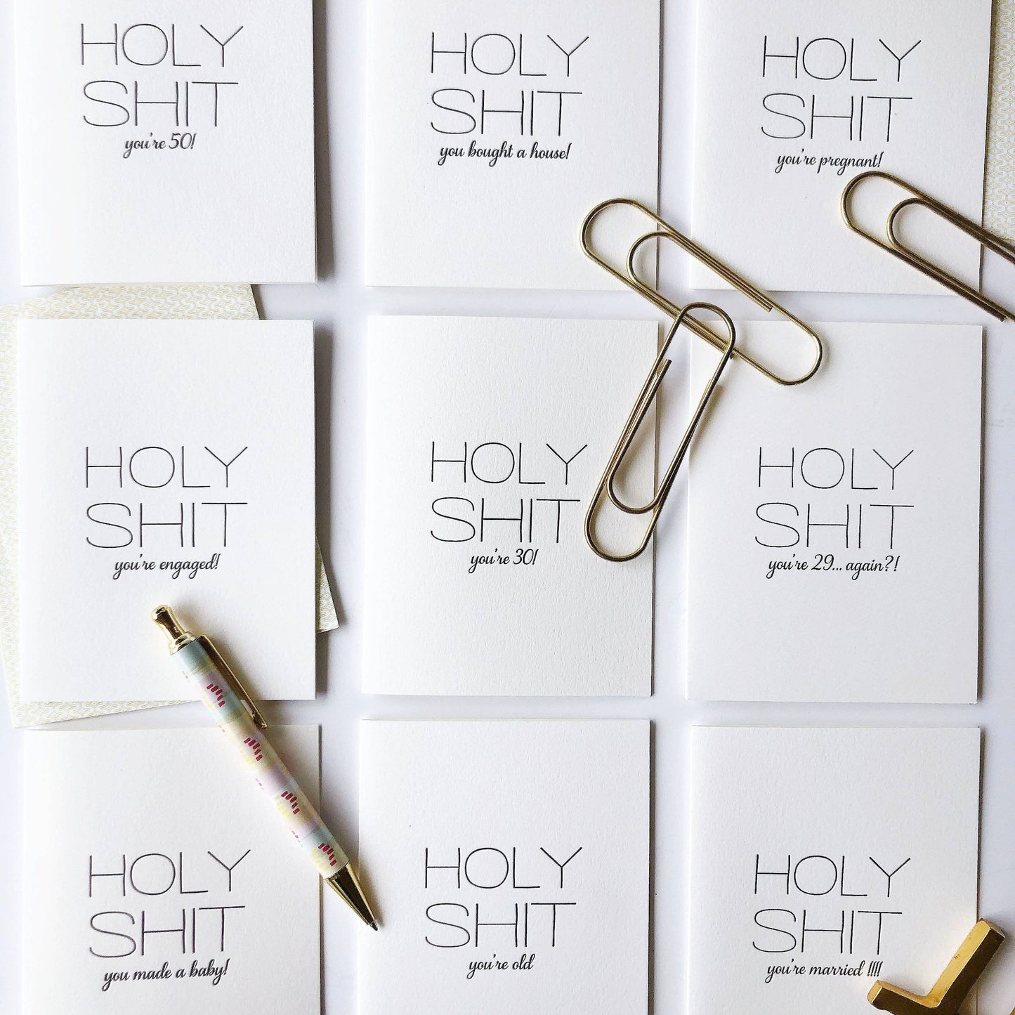 Steel Petal Press - Holy Shit Anniversary - Letterpress Anniversary Card