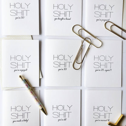 Steel Petal Press - Holy Shit Anniversary - Letterpress Anniversary Card