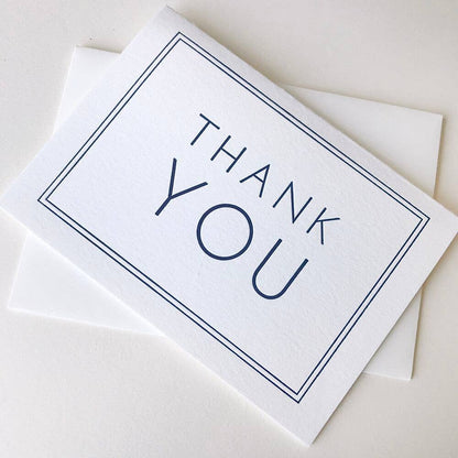 Steel Petal Press - Thank You Navy Frame - Letterpress Thank You Greeting Card: Single card