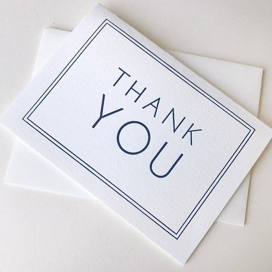 Steel Petal Press - Thank You Navy Frame - Letterpress Thank You Greeting Card: Single card