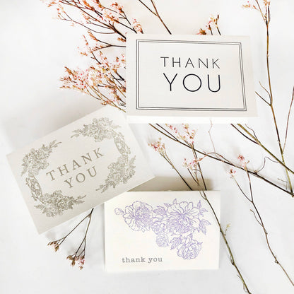 Steel Petal Press - Thank You Navy Frame - Letterpress Thank You Greeting Card: Single card