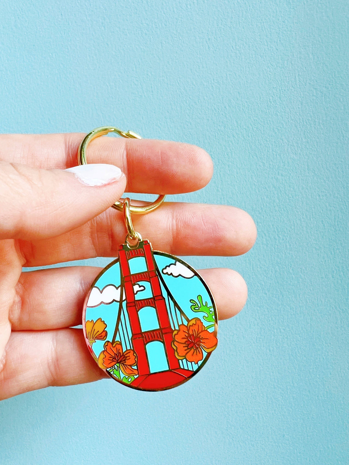 Brenna Daugherty Illustration - San Francisco Golden Gate Bridge Enamel Keychain