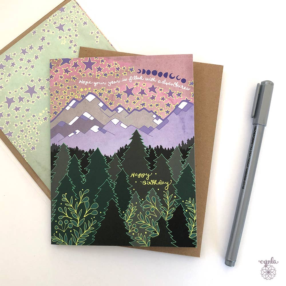 Cynla - Mountain Birthday Greeting Card -birthday card adventure