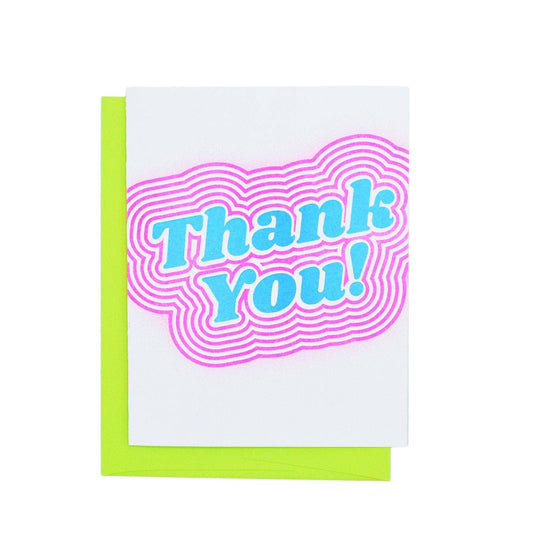 Next Chapter Studio - Thank You Bubble Letters - Risograph Greeting Card: Single